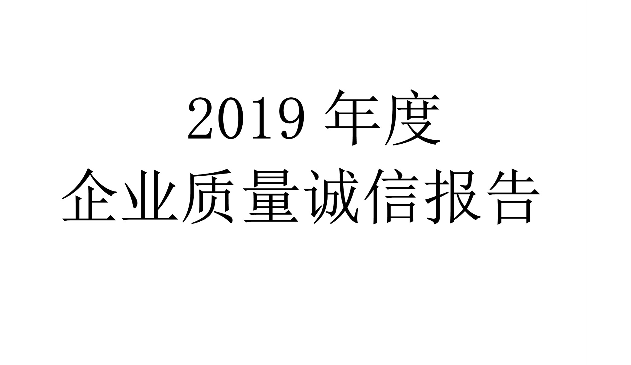 2019年度世友企业质量诚信报告