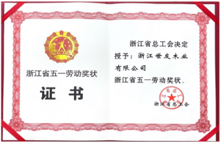 全省表彰 再启征程 | 世友木业荣获“浙江省五一劳动奖状”